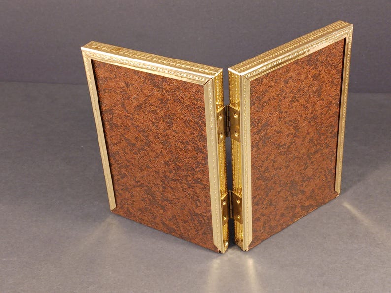 Vintage Gold Double Hinged Picture Frame Bi Fold 5x7 Mid Century Decor ...