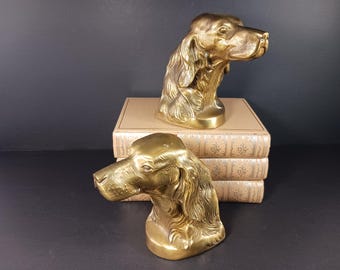 Irish Setter Brass Bookends – Vintage Dog Bookends – 3 lb Each – Philadelphia MFG Style – Bookends or Doorstops- Home Brass Decor