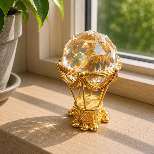 Vtg Swarovski Trimlite Hot Air Balloon  Crystal Gold Trim 3"