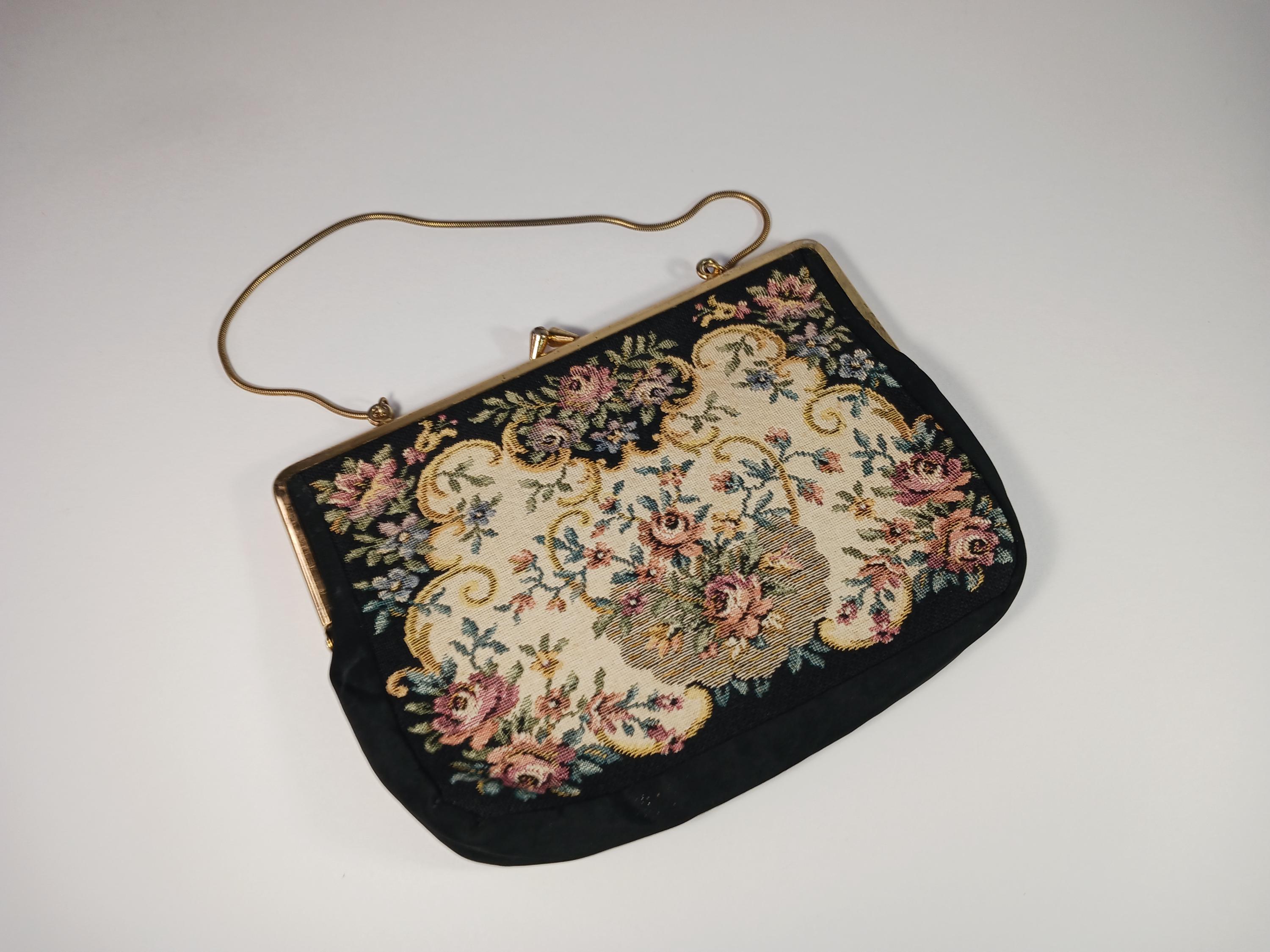 バッグ antique Petit Point bag Antique Petit Point Needlepoint Tapestry Handbag – Hers and