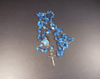 Blue &quot; 40th Anniversary Rosary - Sacred Prayer Beads-Vintage Rosary- Blue Beaded Rosary- Religious Gift- Confirmation Gift- Gift for Her