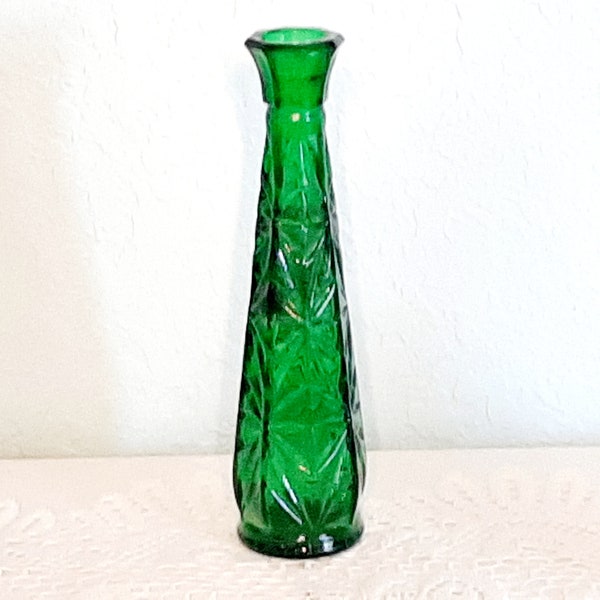 Green Cut Glass Vase Etsy