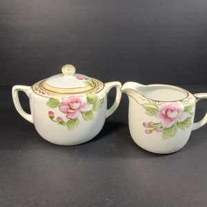 Nippon Hand Painted Creamer and Sugar Bowl - Wedding Anniversary Gift- Hostess Gift- Housewarming Gift- Tea Lover Gift-Vintage Nippon