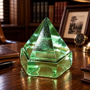 Vintage Green Glass Ship Deck Prism Hexagonal Nautical Paperweight Coastal Decor