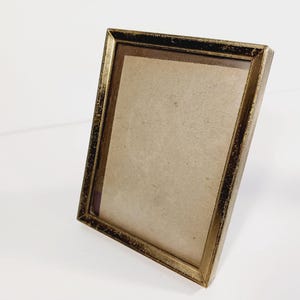 Gold Tone Metal Frame- Mid Century Modern Brass Tone Frame – Timeless Elegance- Stand Alone Frame- Surface Wear- Vintage Photo Frame
