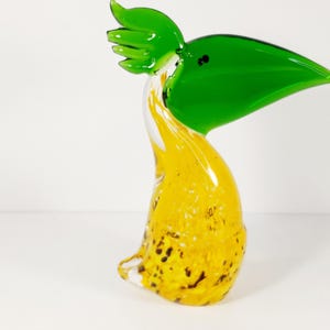 Mid Century Murano Style Art Glass Toucan - Vintage Art Glass Toucan- Green and Yellow Toucan- Bird Lovers Gift- Unique Gift -Tropical Decor