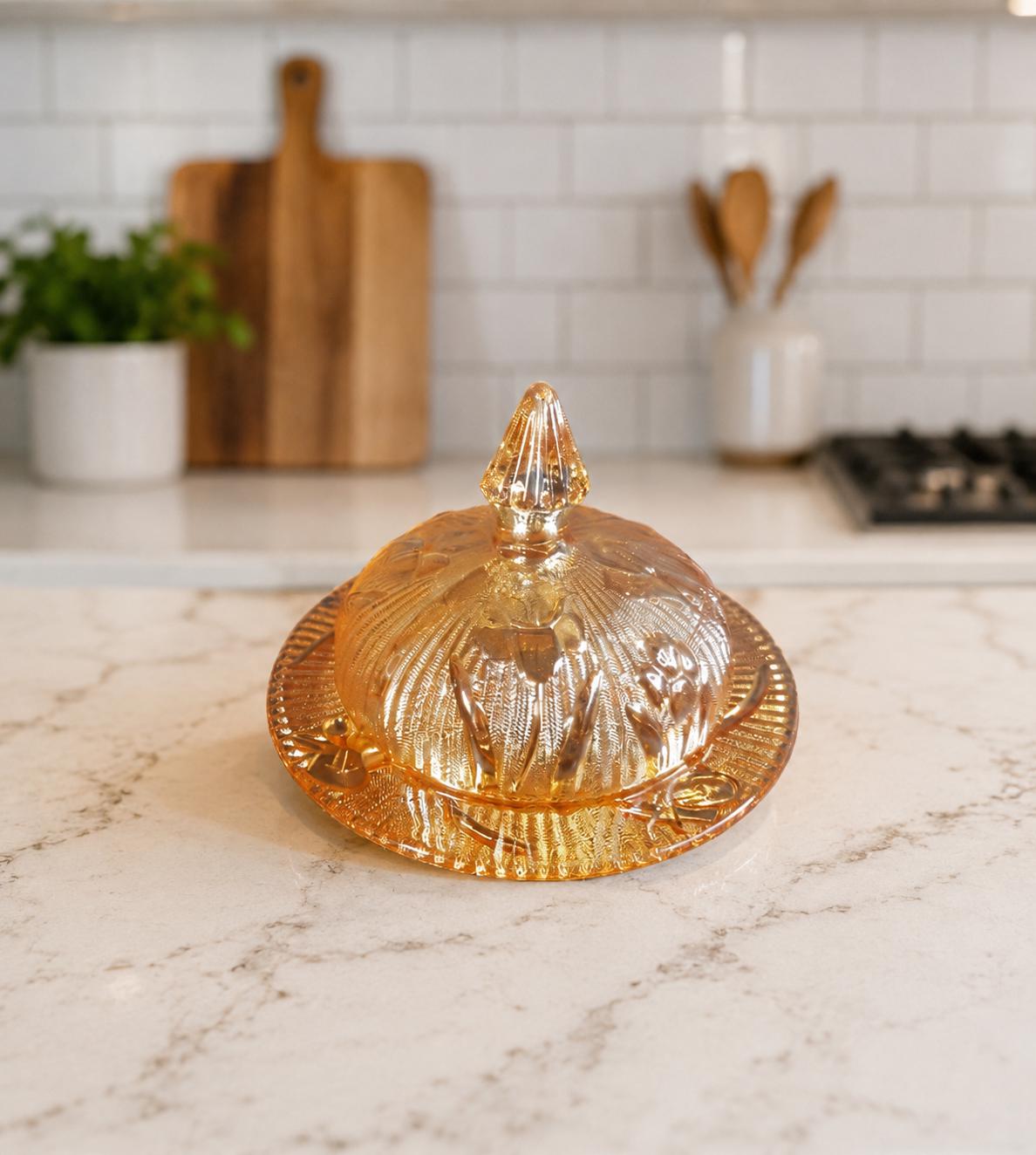 Vintage Jeanette Glass Butter Dish – Iris and Herringbone