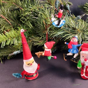 Set of 5 Wooden Christmas Ornaments Assortment -Wooden Holiday Decor- Wooden Ornaments- Festive Decor- Skater,Santa,Elf and Solider Ornament