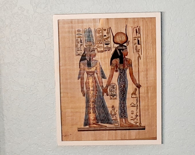 Handpainted Egyptian Papyrus Paper Art Nefertari and Isis Wall Art Etsy