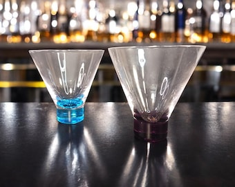 Vintage Colored Martini Glasses – 6oz Cocktail Glass Set, Purple & Blue