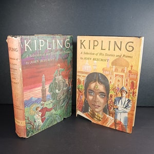 Vintage Hardcover Books - Kipling Stories and Poems Collection - Bookworm Gift - Volume 1 and 2 - Book Lovers Gift - Well-Loved Editions