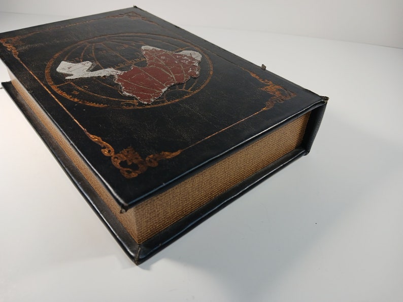 World Map Decorative Book Box Antique Style With Hidden Storage Etsy