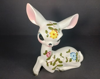 Norcrest of Japan Big Eyed Deer Figurines- Retro Ceramic Collectible- Bambi Like Figurine -Vintage Norcrest Collectible- Manufacturer Defect