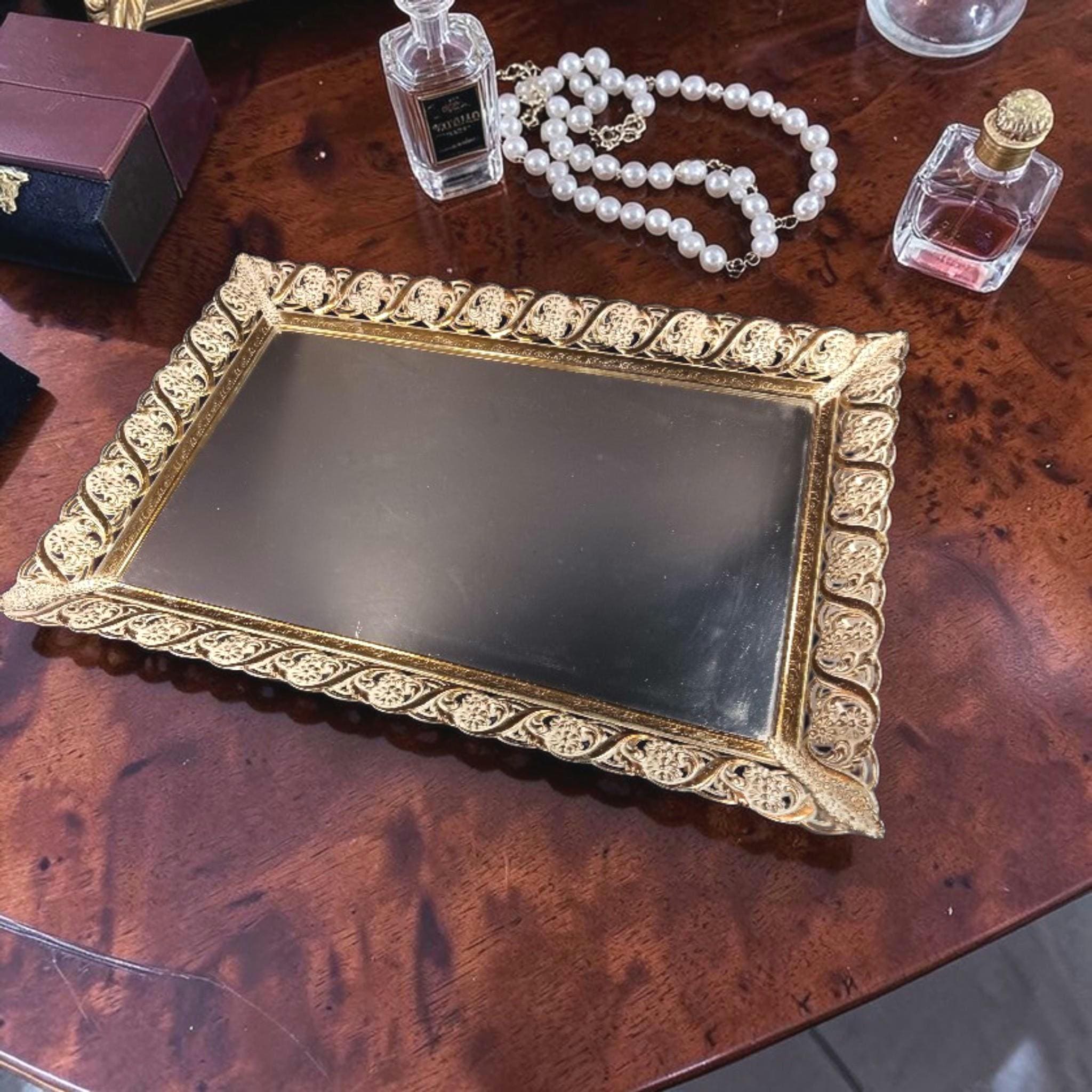 Gold Mirrored Antique Tray - Etsy