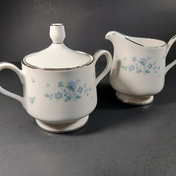 Vintage Tea Condiment -Wyndham "Posies" Fine China Made in Japan Creamer & Sugar Bowl Set- Gift for Mom- Tea Lovers Gift- Housewarming Gift
