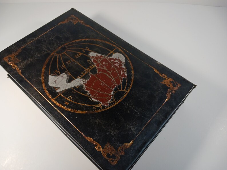 World Map Decorative Book Box Antique Style With Hidden Storage Etsy