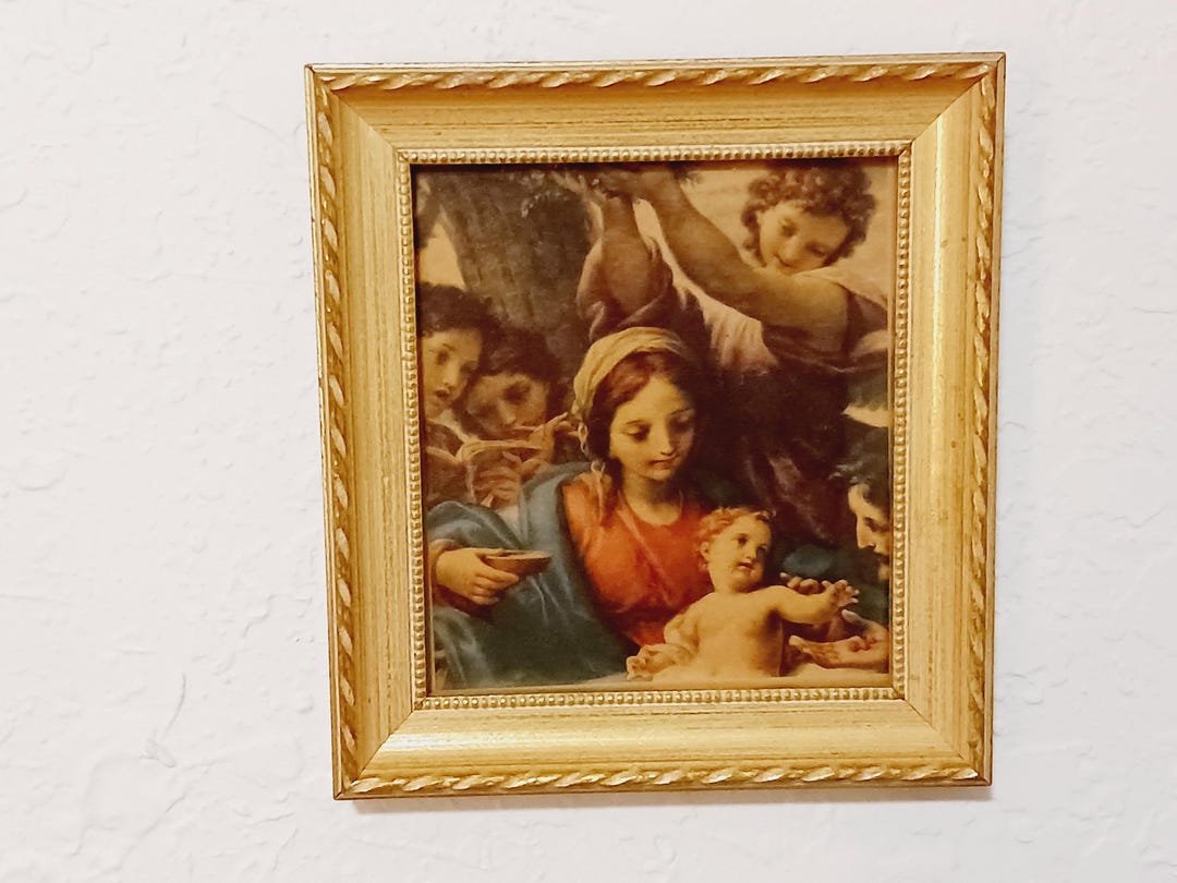 Vintage Madonna and Child Print - Gold Florentine Frame, Religious Wall ...