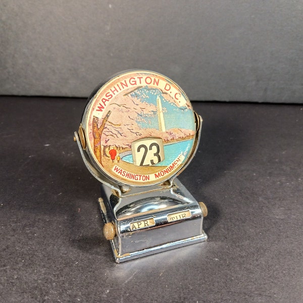 Vintage Perpetual Desk Calendar -Washington DC Perpetual Desk Calendar - Office Desk Decor-Gift for Dad- As-Is- Washington Monument Design