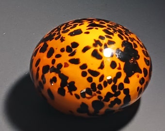 Vintage Paperweight-Orange Art Glass Paperweight with Black Spots - Elegant Office Gift- Unique Gift