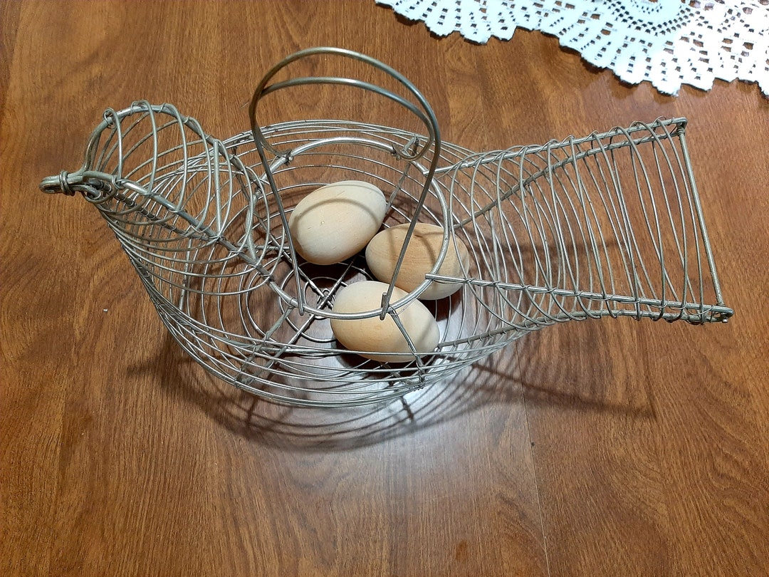Farmhouse Wire Decor Basket Charming Vintage Wire Egg Basket With Hen
