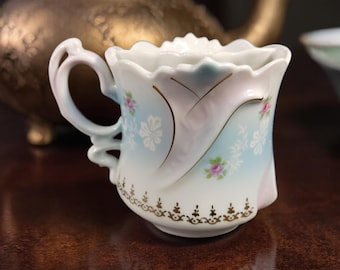Vintage Brandenburg Mustache Cup Floral Shaving Mug Porcelain