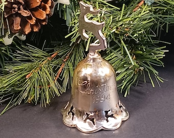 Vintage Silverplated Reindeer Christmas Bell – International Silver 1994