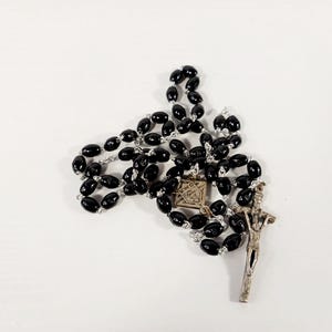 K of C  Black Rosary - Sacred Prayer Beads-Vintage Rosary- Black Beaded Rosary- Religious Gift- Confirmation Gift- Gift for Him