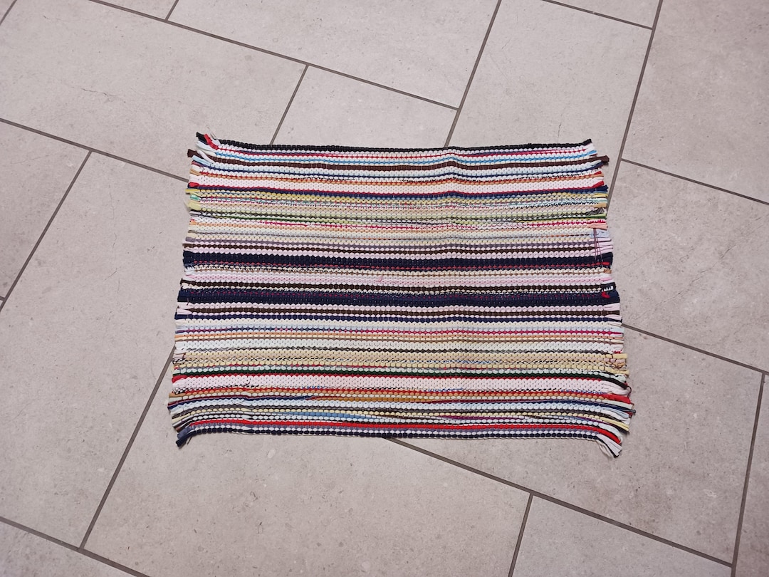 Vintage 1960s Handmade Colorweave Utility Rug 29x20 Retro Woven Cloth ...
