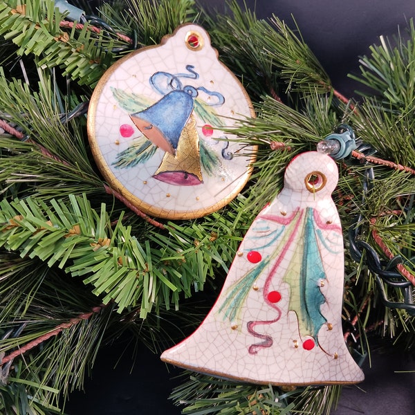 Vintage Veneto Flair Porcelain Christmas Tree Ornaments - Made in Italy, 1976 -in Box- Great Gift