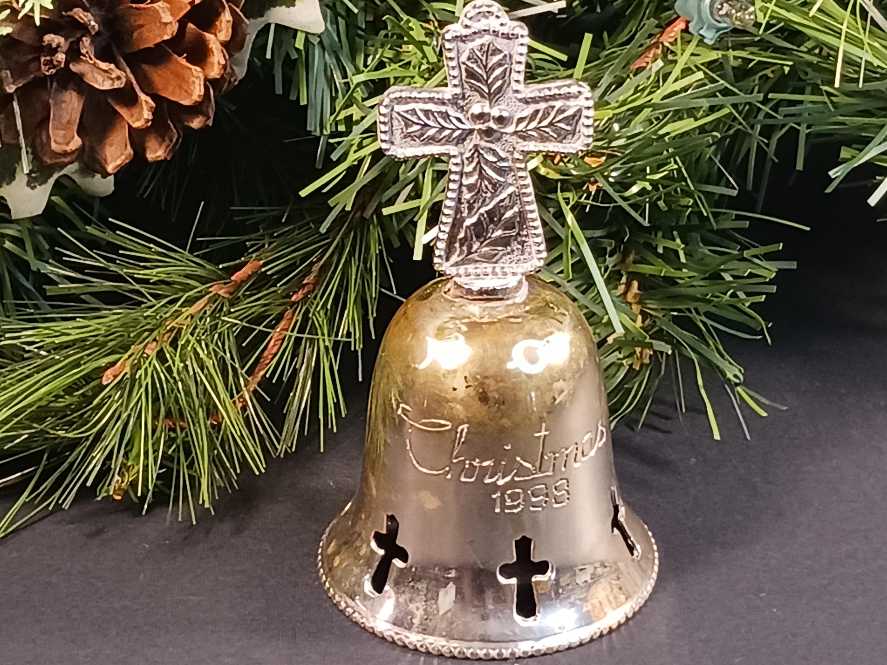 Silverplated Cross Christmas Bell – 1998 International Silver Co