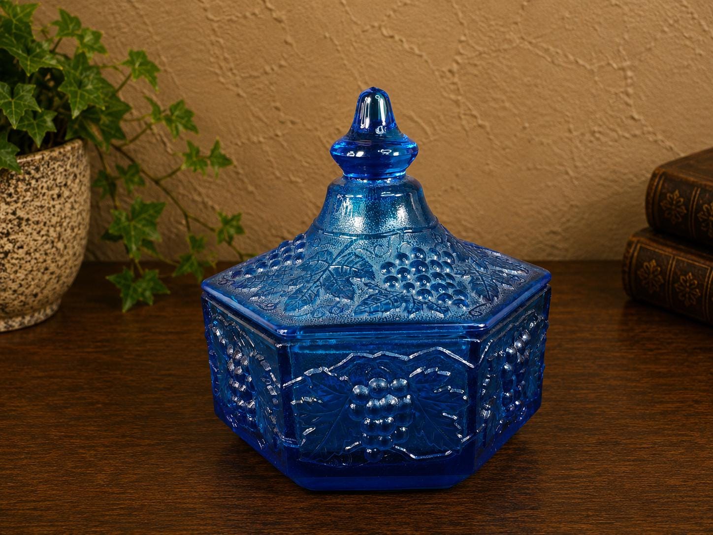 Fenton Blue Trinket Box - Etsy