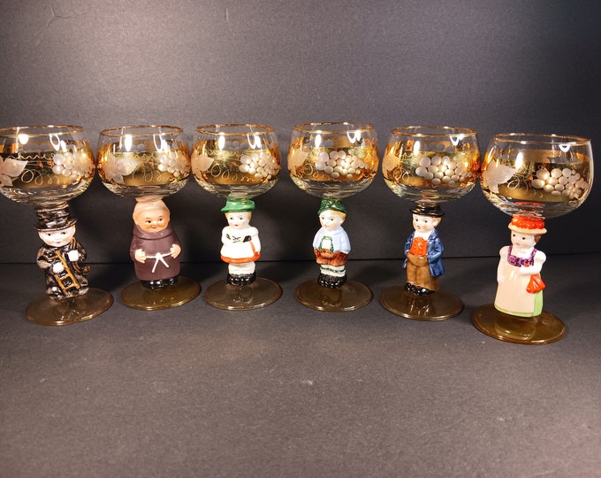 Vintage Goebel Hummel Figurine Cordial Glasseswine Glasses Set Etsy