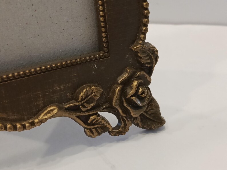 Vintage Gold & Black Rose Picture Frame Hollywood Regency Parisian