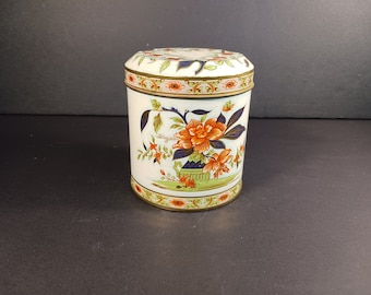 Vintage Daher Round Metal Tin - Colorful Floral Design with Gold Accents