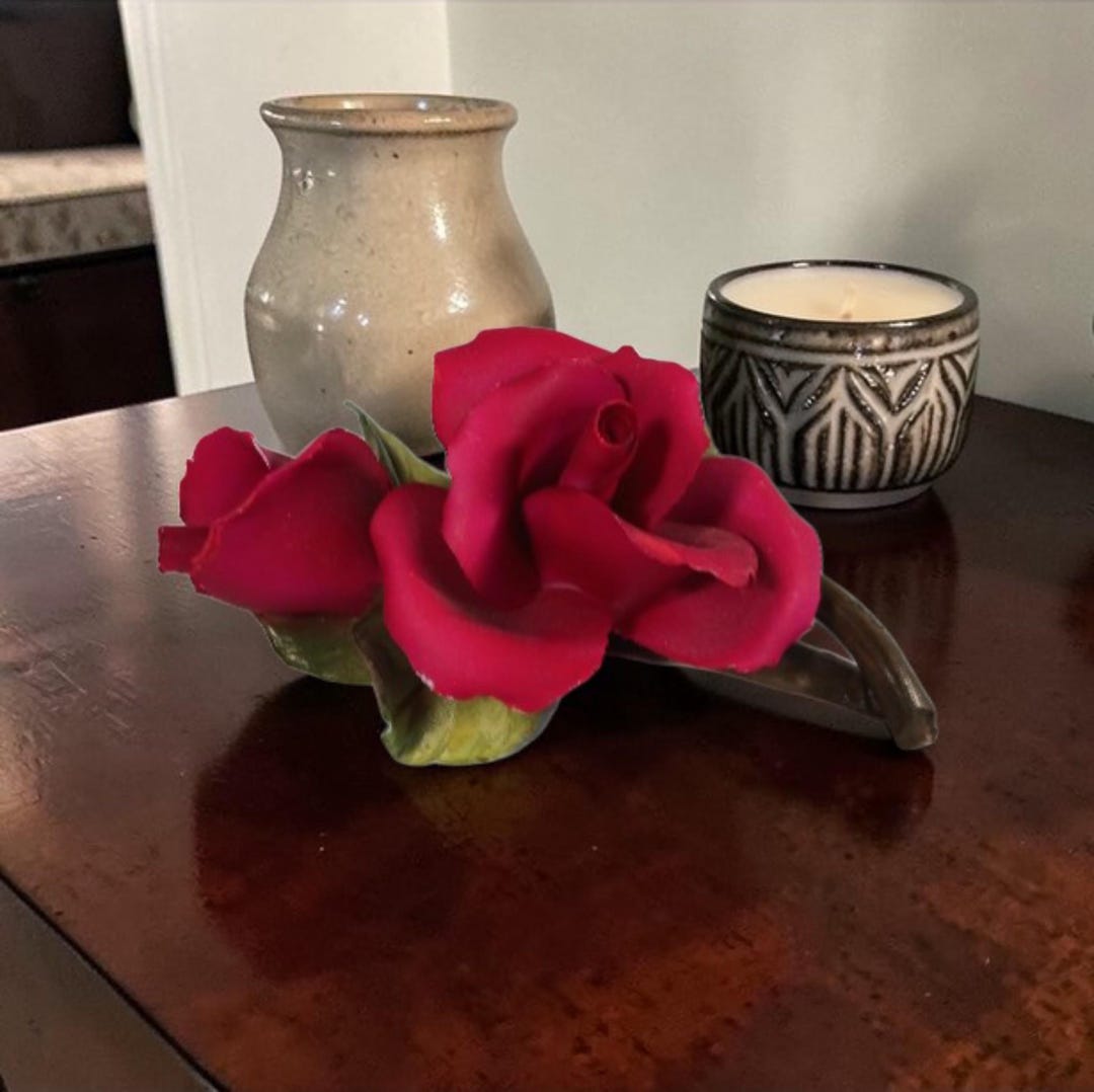 Vintage Porcelain Hand-painted Red Rose – Ceramic Wedding Decor - Etsy