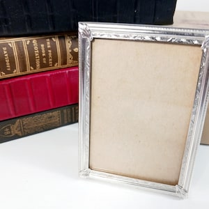 Silver Tone Metal Photo Frame – Ornate Easel Back – Holds 3x2 Photo – 3 1/2” Tall – Small Picture Frame – Romantic Decor – Tabletop Display