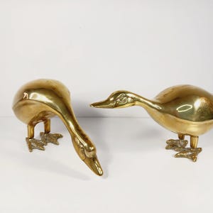 Brass Duck Sculptures -Mid Century Modern Sculpture – Vintage Entryway Decor- Mantle Decor- Office Decor- Gift for Him