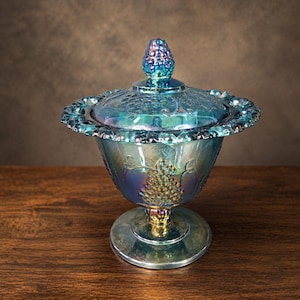 Indiana Carnival Glass Iridescent Blue - Etsy