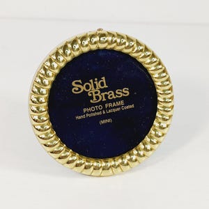 Mini Solid Brass Round Photo Frame - 2&quot; Opening Hand Polished & Lacquer Coated- Tabletop Display- Entryway Decor