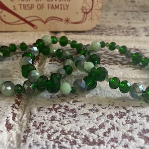Green Christmas Beaded Bracelets (Set of 3)