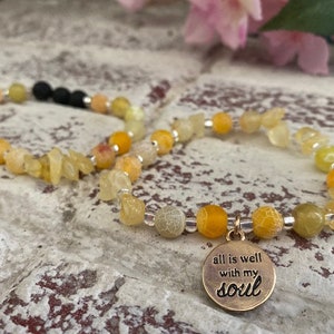 Yellow Blossom Lava Bead Bracelet