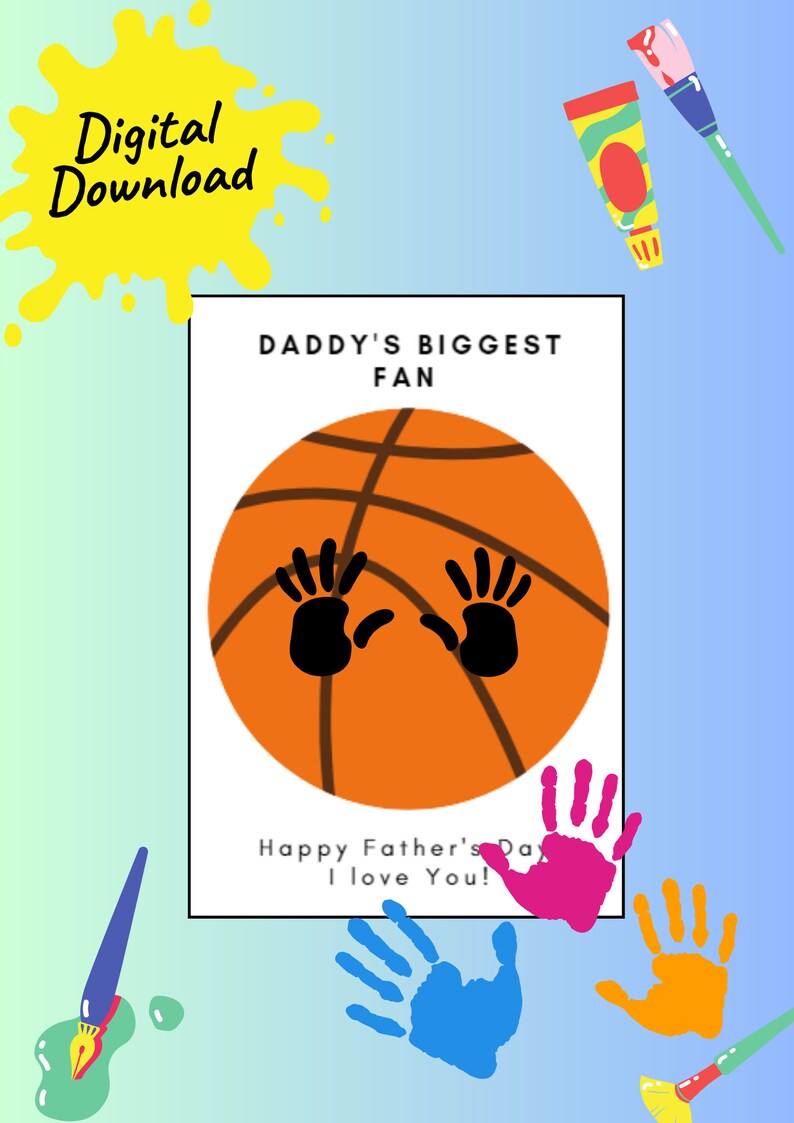 Father's Day Basketball Handprint Crafts Custom Design Etsy