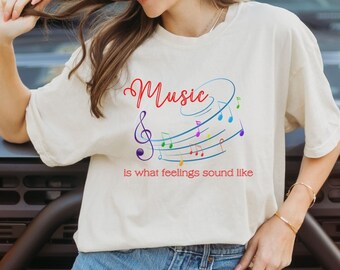 Music is What Feelings Sound Like Tee, Cute Music Notes Shirt, Musical Shirt, Cute Music T-Shirt, Music Teacher Shirt