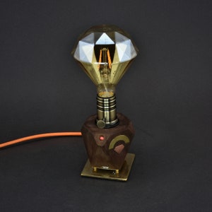 GEMütlichkeit | Diamond shaped bedside lamp with USB charging port, night light and pilot light.
