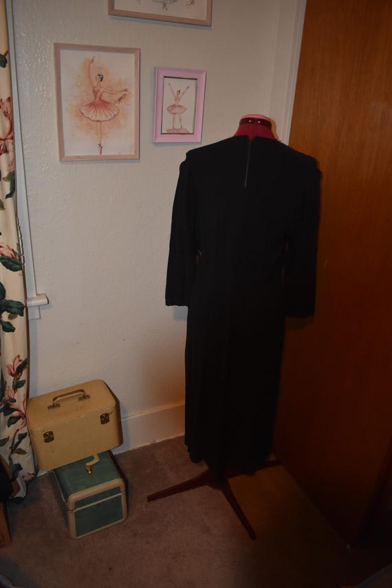 Unique Color Block Beaded 1940s Crepe Dress Forma… - image 3