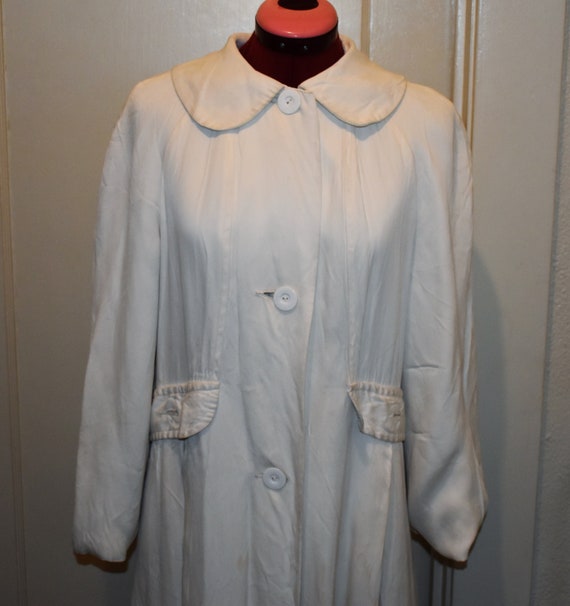 White Rayon Light Jacket Driving Swing Coat Belt B