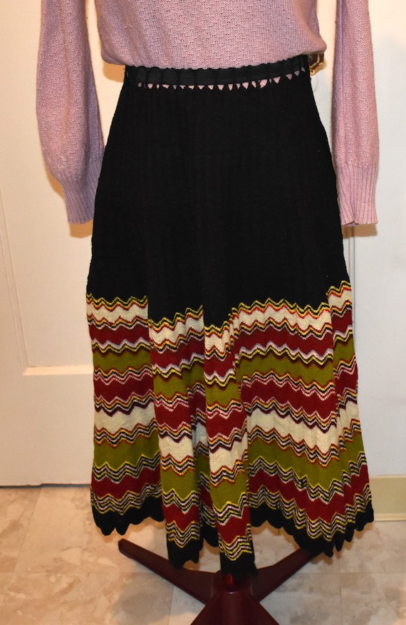 1930s Knit Zigzag Skirt Rare and Beautiful Size S/