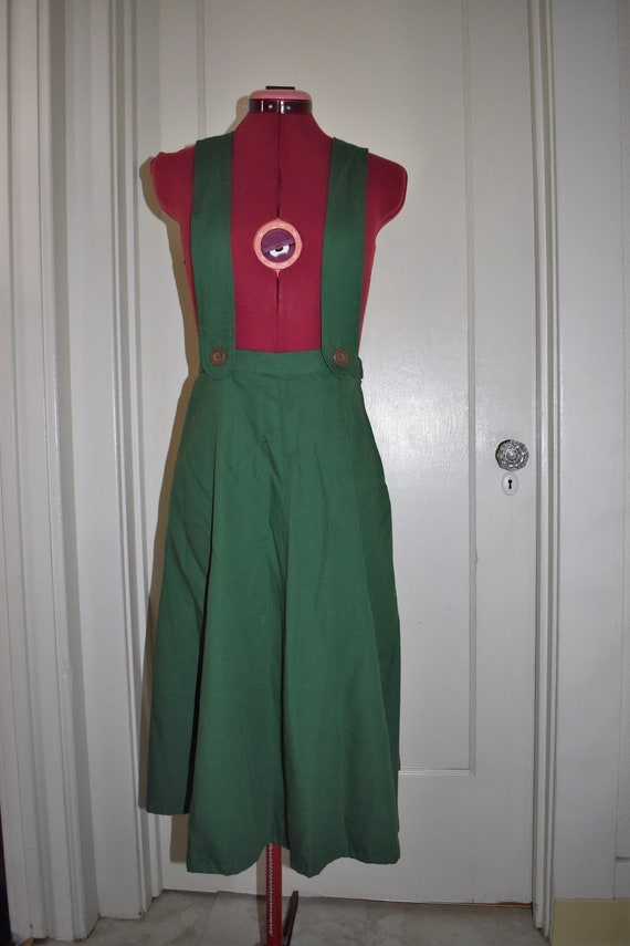 Green skirt with suspenders cheap