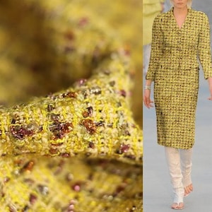 Jacquard Weave Plaid Wool Tweed Fabrics Garment Materials Autumn Women Dress Coat DIY Sewing Fabric