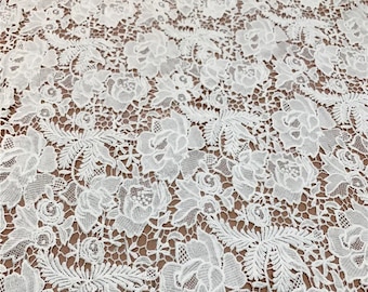 5yds: gebroken witte vintage Franse guipurekant voor bruids, bruiloft, speciale gelegenheden, stof voor dagelijks gebruik voor je unieke kledingstijl.